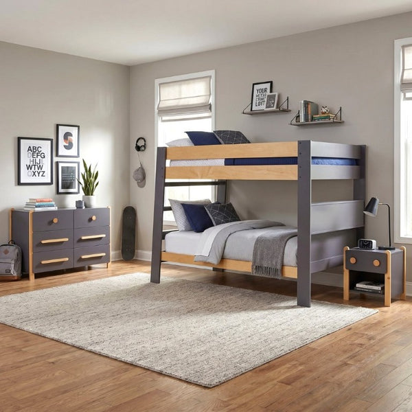 English Elm Contemporary Full Over Bunk Bed with Bookcase Headboard Solid Wood Kids Bedroom B011S02732