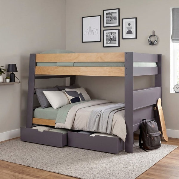 English Elm Contemporary Full Over Bunk Bed with Bookcase Headboard Rolling Storage Kids Bedroom B011S02733
