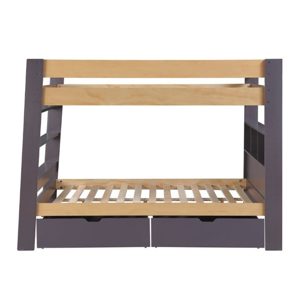 English Elm Contemporary Full Over Bunk Bed with Bookcase Headboard Rolling Storage Kids Bedroom B011S02733