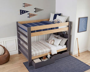 English Elm Contemporary Full Over Bunk Bed with Bookcase Headboard Rolling Storage Kids Bedroom B011S02733