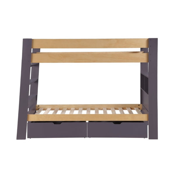 English Elm Contemporary Twin Over Bunk Bed with Bookcase Headboard and Rolling Toy Storage B011S02734