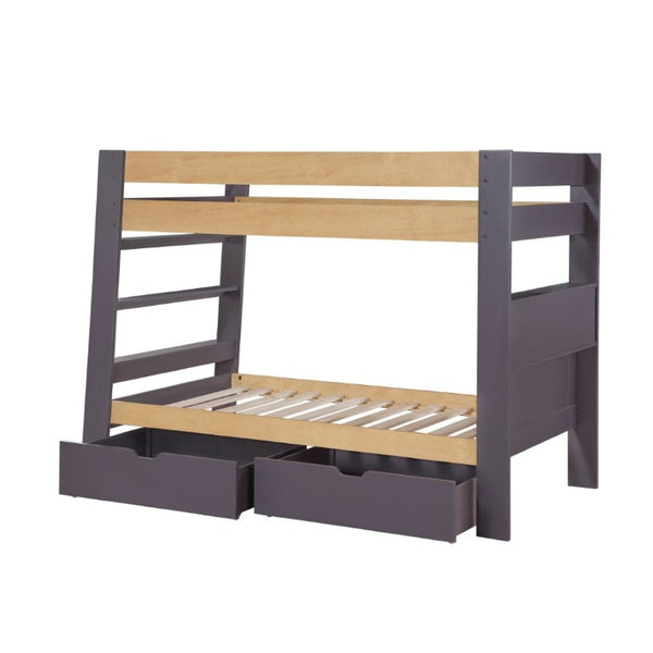 English Elm Contemporary Twin Over Bunk Bed with Bookcase Headboard and Rolling Toy Storage B011S02734