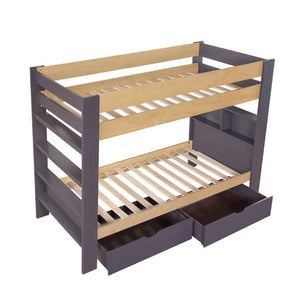 English Elm Contemporary Twin Over Bunk Bed with Bookcase Headboard and Rolling Toy Storage B011S02734