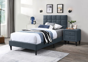English Elm Luxurious Brushed Linen Full Bed Set with Tufted Headboard and Matching Nightstands Charcoal B011S02735