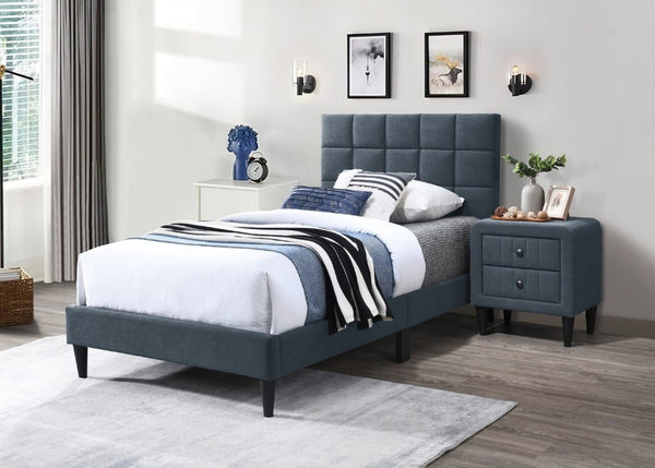 English Elm Luxurious Brushed Linen Full Bed Set with Tufted Headboard and Matching Nightstands Charcoal B011S02735