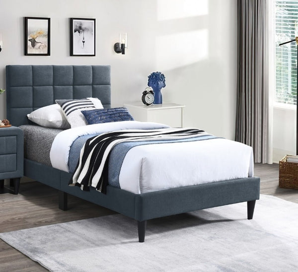 English Elm Luxurious Brushed Linen Full Bed Set with Tufted Headboard and Matching Nightstands Charcoal B011S02735