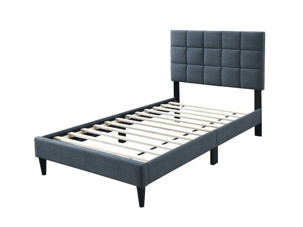 English Elm Luxurious Brushed Linen Full Bed Set with Tufted Headboard and Matching Nightstands Charcoal B011S02735