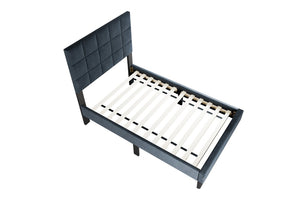 English Elm Luxurious Brushed Linen Full Bed Set with Tufted Headboard and Matching Nightstands Charcoal B011S02735