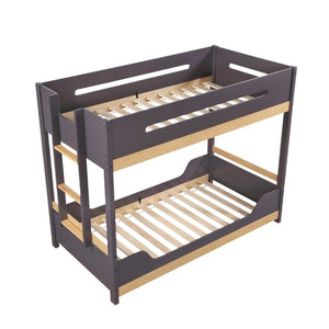 English Elm Contemporary Twin Over Bunk Bed Solid Wood Frame with Full Length Guard Rails B011S02736