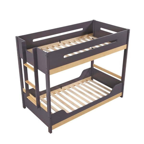 English Elm Contemporary Twin Over Bunk Bed Solid Wood Frame with Full Length Guard Rails B011S02736