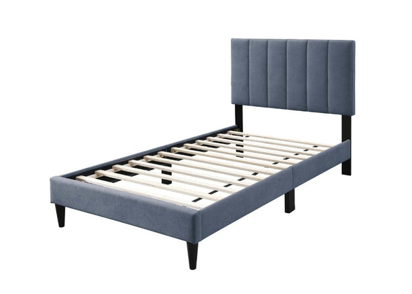 English Elm Modern Channel Tufted Full Bed Set with Nightstands Brushed Linen Upholstered Frame B011S02739