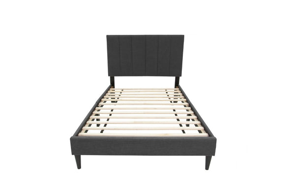 English Elm Modern Channel Tufted Full Bed Set with Nightstands Brushed Linen Upholstered Frame B011S02739