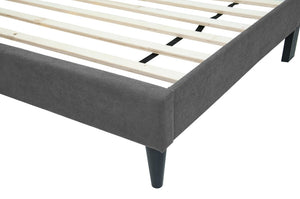 English Elm Modern Channel Tufted Full Bed Set with Nightstands Brushed Linen Upholstered Frame B011S02739