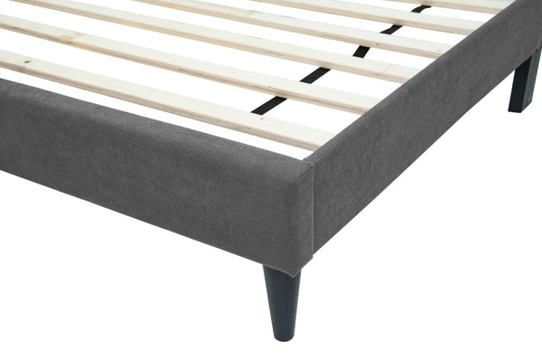 English Elm Modern Channel Tufted Full Bed Set with Nightstands Brushed Linen Upholstered Frame B011S02739