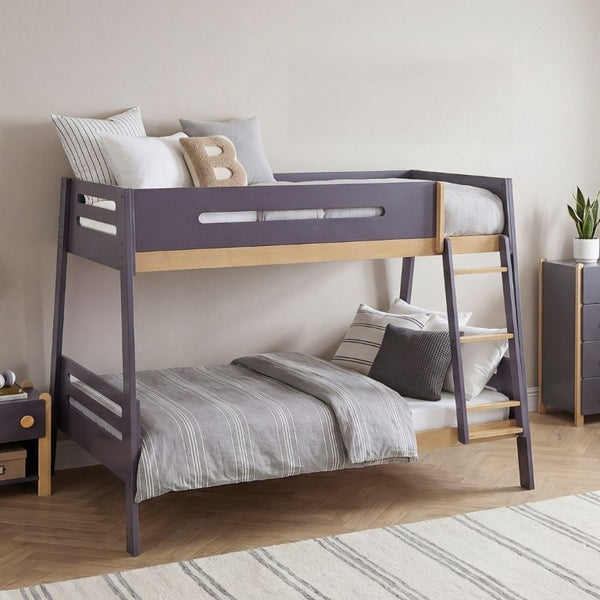 English Elm Contemporary Twin Over Full Bunk Bed Solid Wood Frame with Guard Rails Kids Room B011S02741