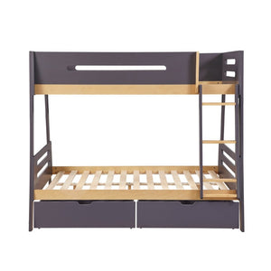 English Elm Contemporary Twin Over Full Bunk Bed with Storage Boxes Guard Rails Youth Bedroom B011S02742