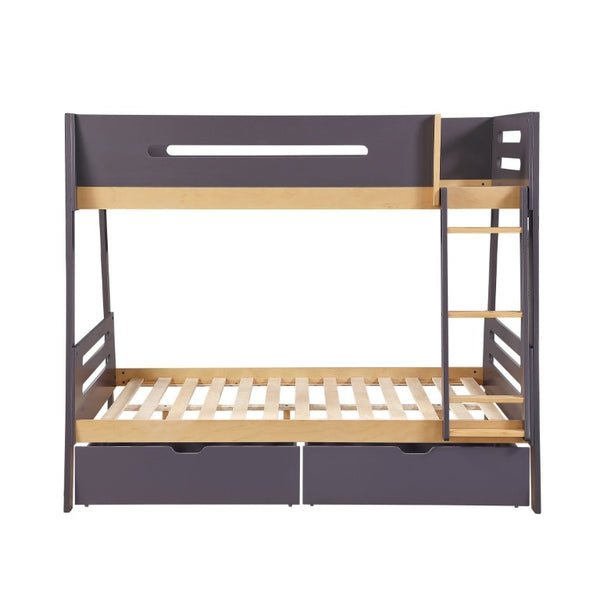 English Elm Contemporary Twin Over Full Bunk Bed with Storage Boxes Guard Rails Youth Bedroom B011S02742