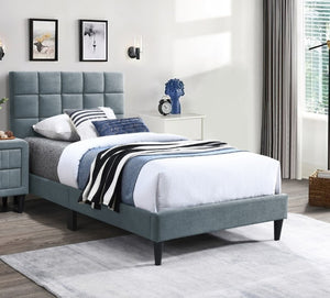 English Elm Luxurious Brushed Linen Full Bed Set with Tufted Headboard and Matching Nightstands Gray B011S02743