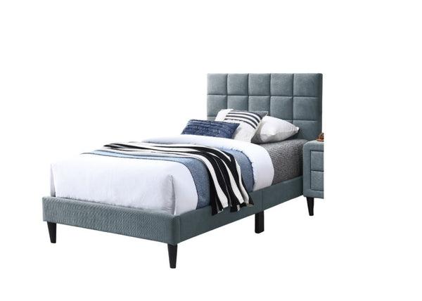 English Elm Luxurious Brushed Linen Full Bed Set with Tufted Headboard and Matching Nightstands Gray B011S02743