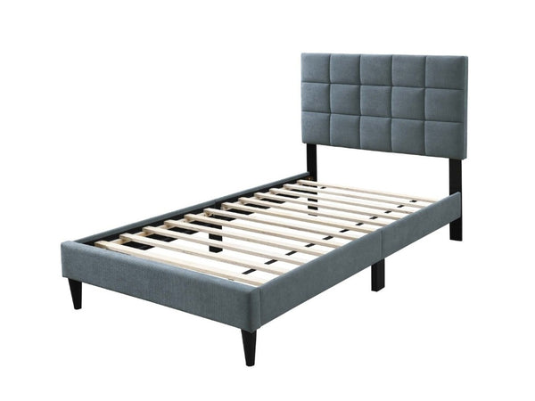 English Elm Luxurious Brushed Linen Full Bed Set with Tufted Headboard and Matching Nightstands Gray B011S02743