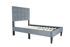 English Elm Luxurious Brushed Linen Full Bed Set with Tufted Headboard and Matching Nightstands Gray B011S02743