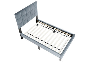 English Elm Luxurious Brushed Linen Full Bed Set with Tufted Headboard and Matching Nightstands Gray B011S02743
