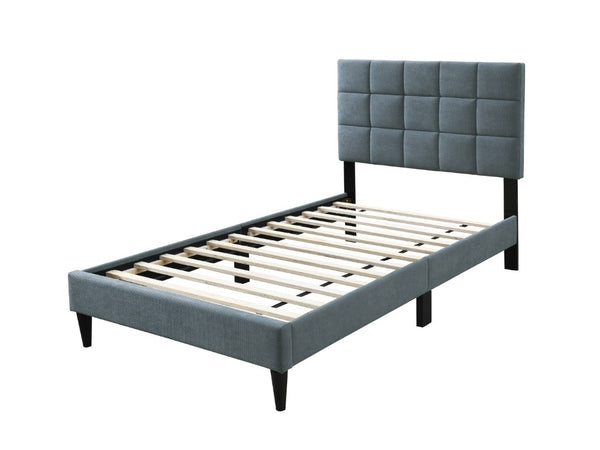 English Elm Luxurious Brushed Linen Full Bed Set with Tufted Headboard and Matching Nightstands Gray B011S02743