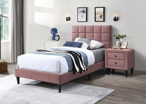 English Elm Luxurious Brushed Linen Full Bed Set with Tufted Headboard and Matching Nightstands Pink B011S02747