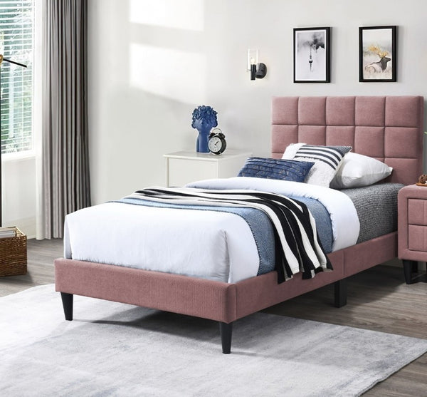 English Elm Luxurious Brushed Linen Full Bed Set with Tufted Headboard and Matching Nightstands Pink B011S02747