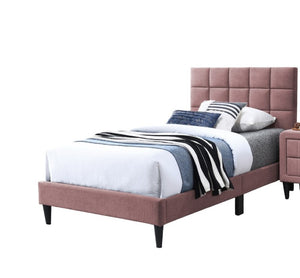 English Elm Luxurious Brushed Linen Full Bed Set with Tufted Headboard and Matching Nightstands Pink B011S02747