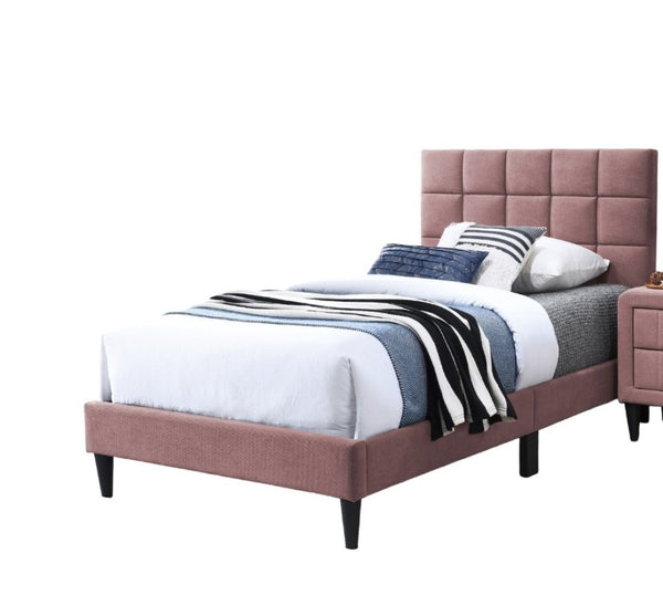 English Elm Luxurious Brushed Linen Full Bed Set with Tufted Headboard and Matching Nightstands Pink B011S02747