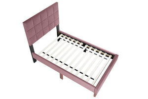 English Elm Luxurious Brushed Linen Full Bed Set with Tufted Headboard and Matching Nightstands Pink B011S02747