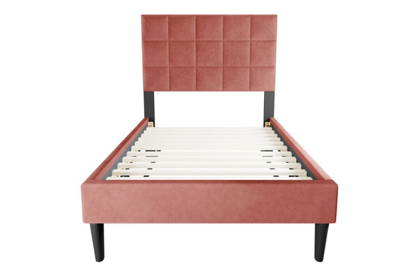 English Elm Luxurious Brushed Linen Full Bed Set with Tufted Headboard and Matching Nightstands Pink B011S02747