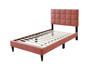 English Elm Luxurious Brushed Linen Full Bed Set with Tufted Headboard and Matching Nightstands Pink B011S02747