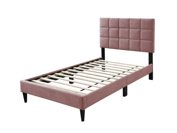 English Elm Luxurious Brushed Linen Full Bed Set with Tufted Headboard and Matching Nightstands Pink B011S02747