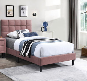 English Elm Luxurious Brushed Linen Full Bed Set with Tufted Headboard and Matching Nightstands Pink B011S02747
