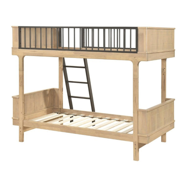English Elm Unique Twin Over Bunk Bed Wooden Frame Two Tone Youth Bedroom with Guard Rails B011S02748