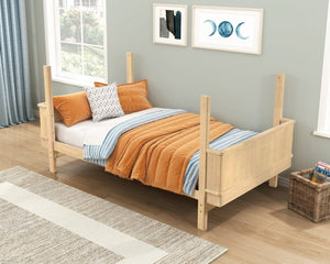 English Elm Unique Twin Over Bunk Bed Wooden Frame Two Tone Youth Bedroom with Guard Rails B011S02748