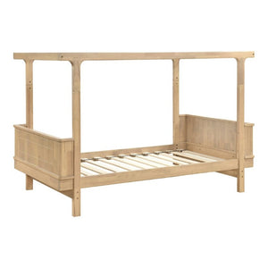 English Elm Rustic Industrial Twin Canopy Bed Milk Oak Wood Four Poster Frame Youth Bedroom B011S02751