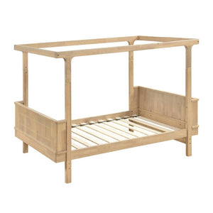 English Elm Rustic Industrial Twin Canopy Bed Milk Oak Wood Four Poster Frame Youth Bedroom B011S02751