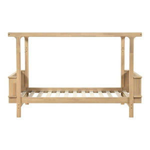 English Elm Rustic Industrial Twin Canopy Bed Milk Oak Wood Four Poster Frame Youth Bedroom B011S02751