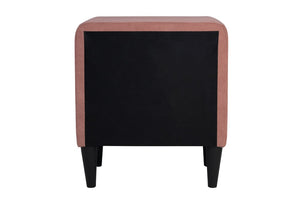 English Elm Twin Platform Bed Set Channel Tufted Linen Headboard with Two Drawer Nightstands Pink B011S02752