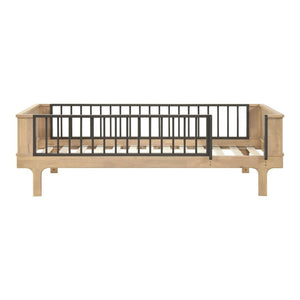 English Elm Rustic Twin Platform Bed with Guard Rails Two-Tone Oak Wood Industrial Frame B011S02753