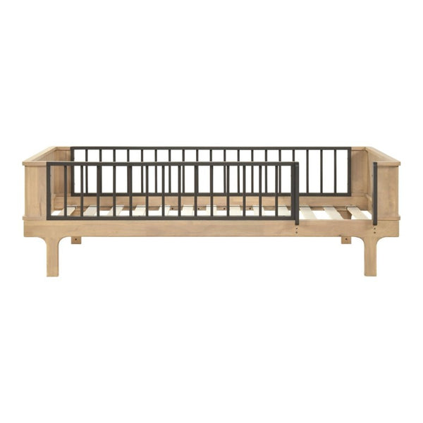 English Elm Rustic Twin Platform Bed with Guard Rails Two-Tone Oak Wood Industrial Frame B011S02753