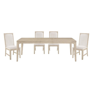 English Elm Modern Oak Veneer Extendable Dining Set with Four Upholstered Chairs in Gray Finish B011S02756