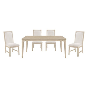 English Elm Modern Oak Veneer Extendable Dining Set with Four Upholstered Chairs in Gray Finish B011S02756