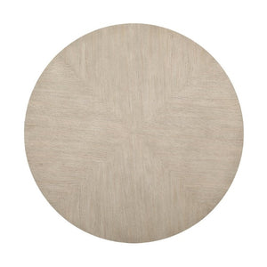 English Elm Modern Transitional Round Pedestal Dining Set Oak Veneer Table Four Beige Chairs B011S02759