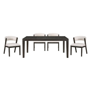 English Elm Black Oak Veneer Extendable Dining Set Seats Eight with Curved Upholstered Side Chairs B011S02760