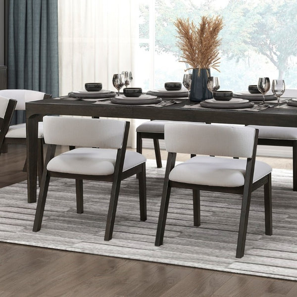 English Elm Black Oak Veneer Extendable Dining Set Seven Piece Mid-Century Table Six Curved Chairs B011S02761