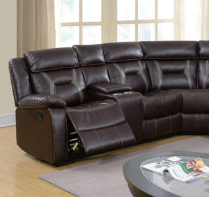 English Elm Contemporary Reclining Sectional Sofa in Gel Leatherette with Cup Holder Lounge Set Dark Brown B011S02763